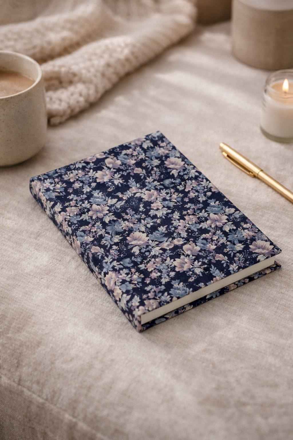 A5 Hard Cover Notebook - Blue Floral