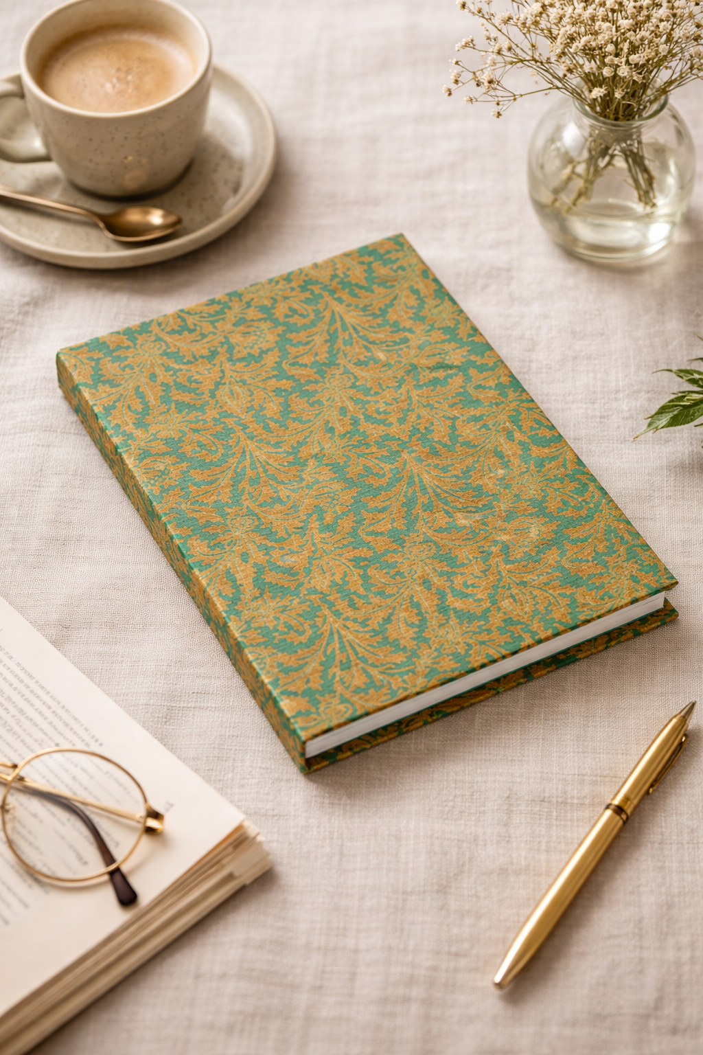 A5 Hard Cover Notebook - Green Leaves