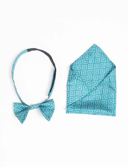 Dapper BOW TIE & POCKET SQUARE SET, ethically handcrafted with lively prints and eye-catching colors. Made by Mumbai-based craftswomen, this ensemble adds excitement to classic formal-wear. Sustainable fashion supporting fair trade, slow fashion, and empowering women artisans. A powerful story of transformation.