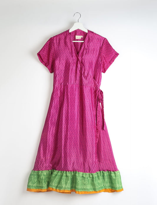 Midi Wrap Dress - Pink Micro Design