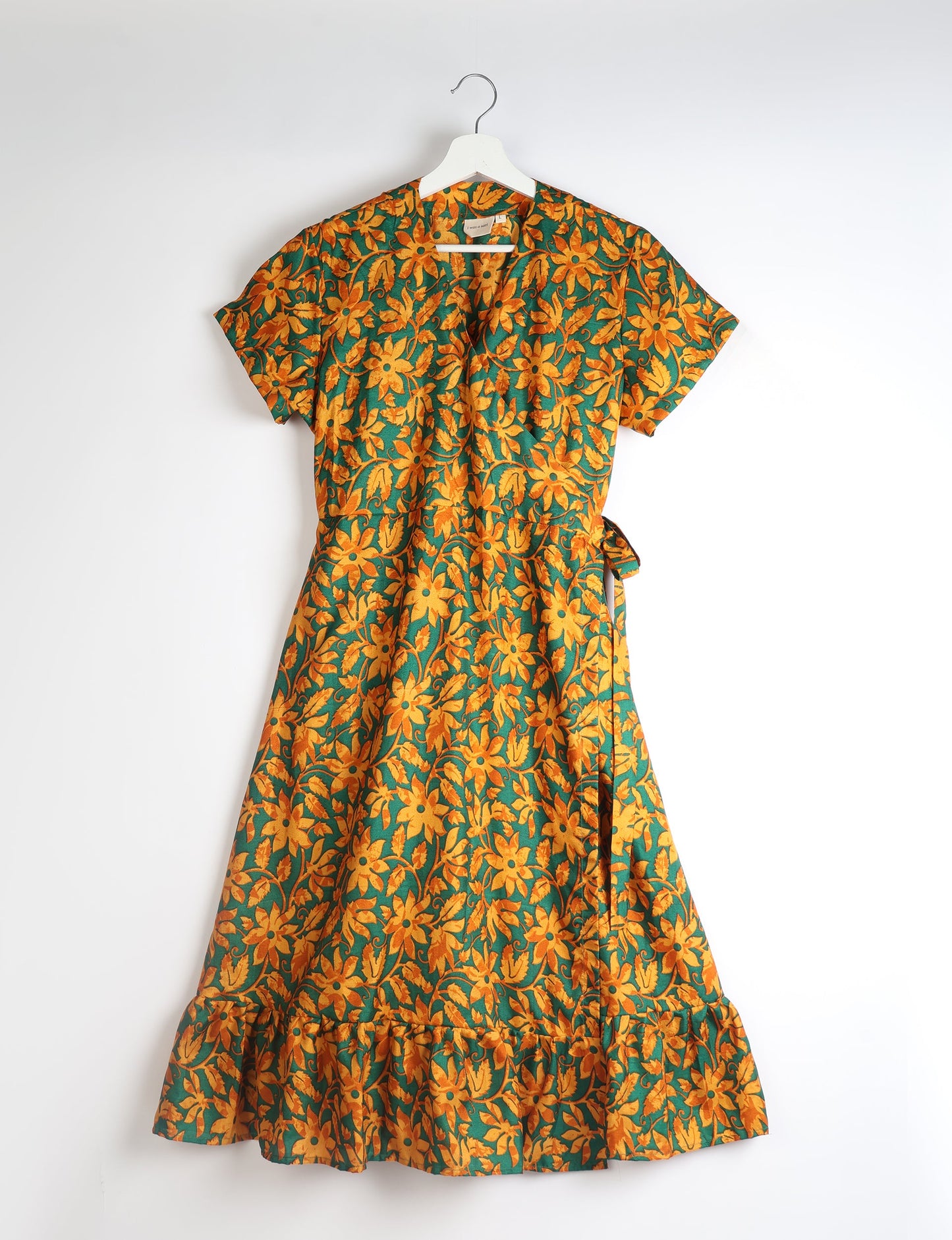 Midi Wrap Dress - Yellow Leaves