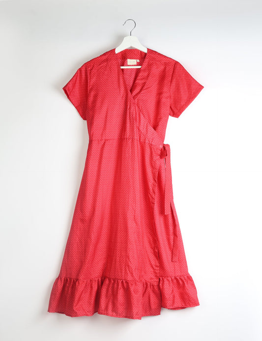 Midi Wrap Dress - Pink Micro Design