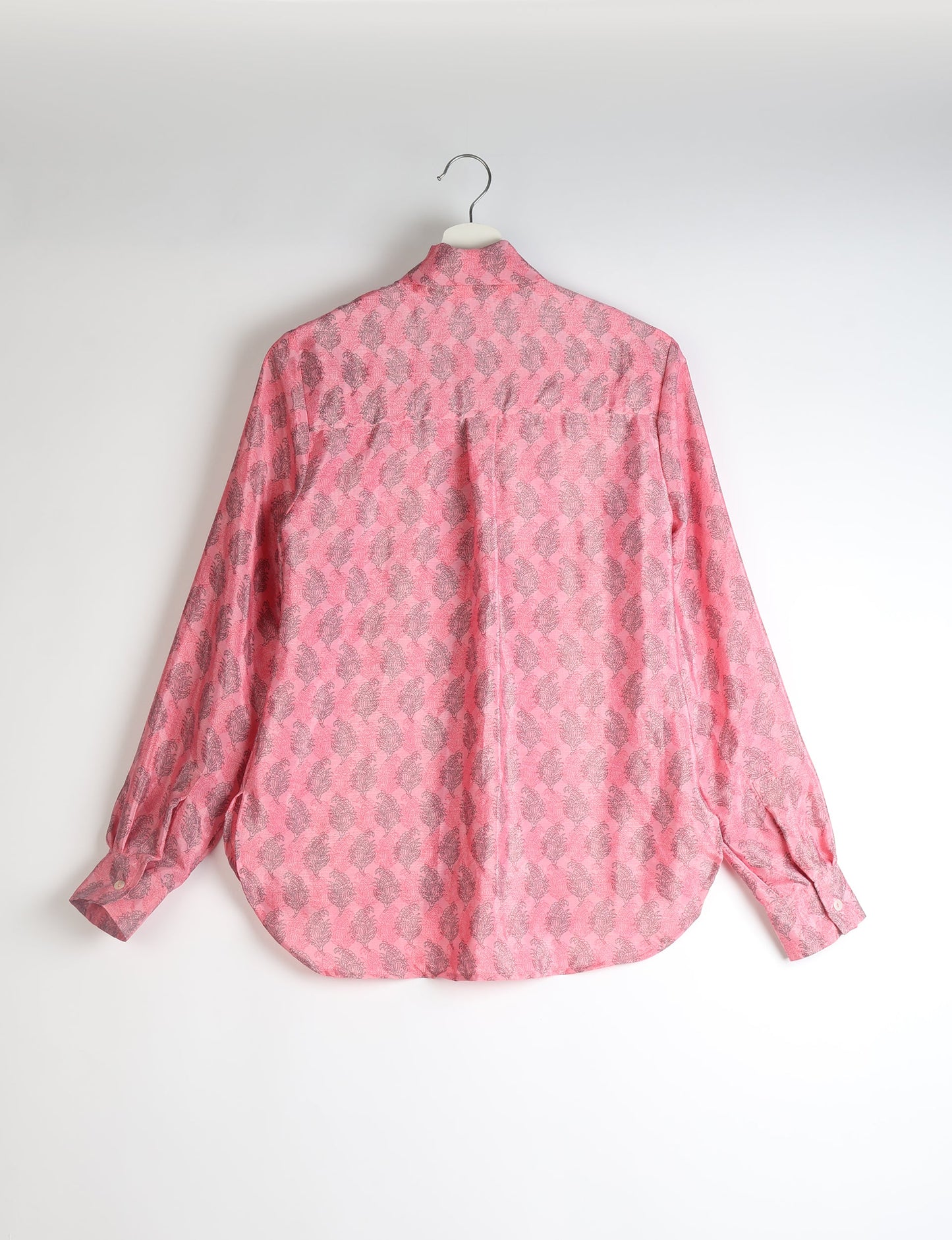 Roll-over collar Bowtie Shirt, eco-friendly and upcycled women's clothing made from recycled materials. Sustainable apparel reflecting green fashion, zero waste clothing, and conscious fashion choices.