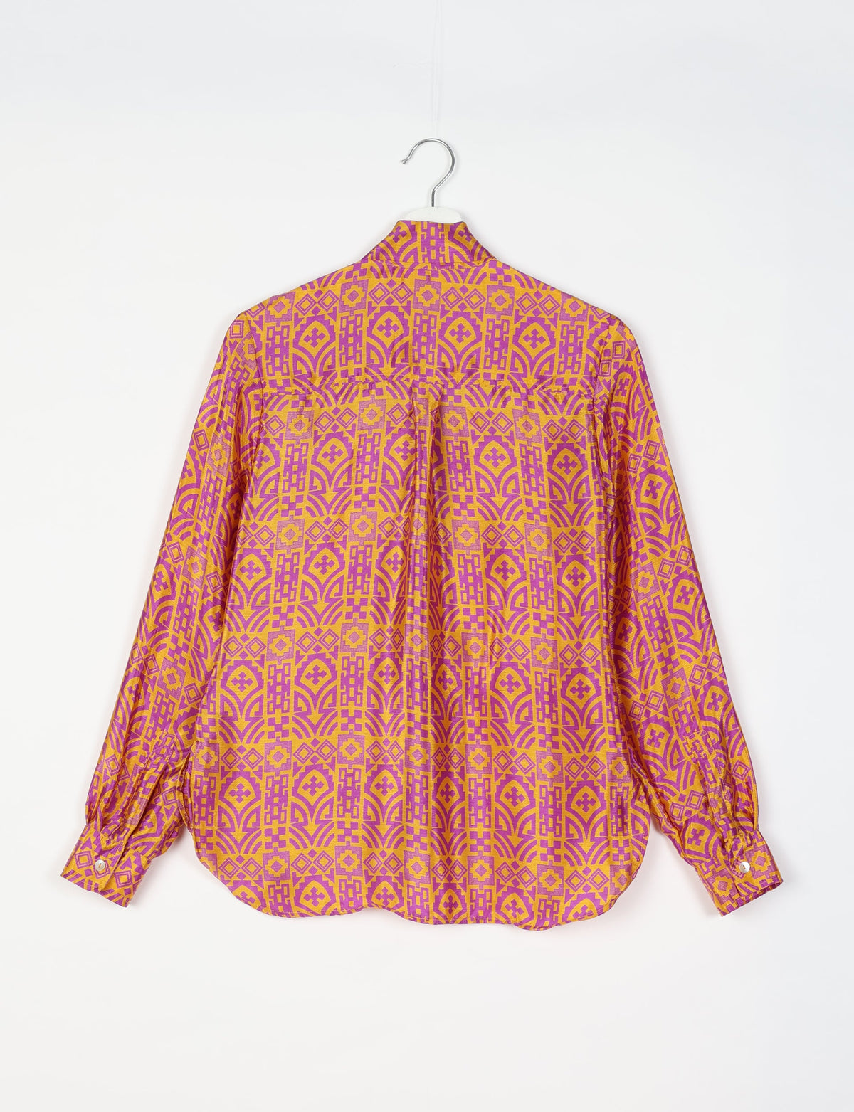 Roll-over collar Bowtie Shirt, eco-friendly and upcycled women's clothing made from recycled materials. Sustainable apparel reflecting green fashion, zero waste clothing, and conscious fashion choices.
