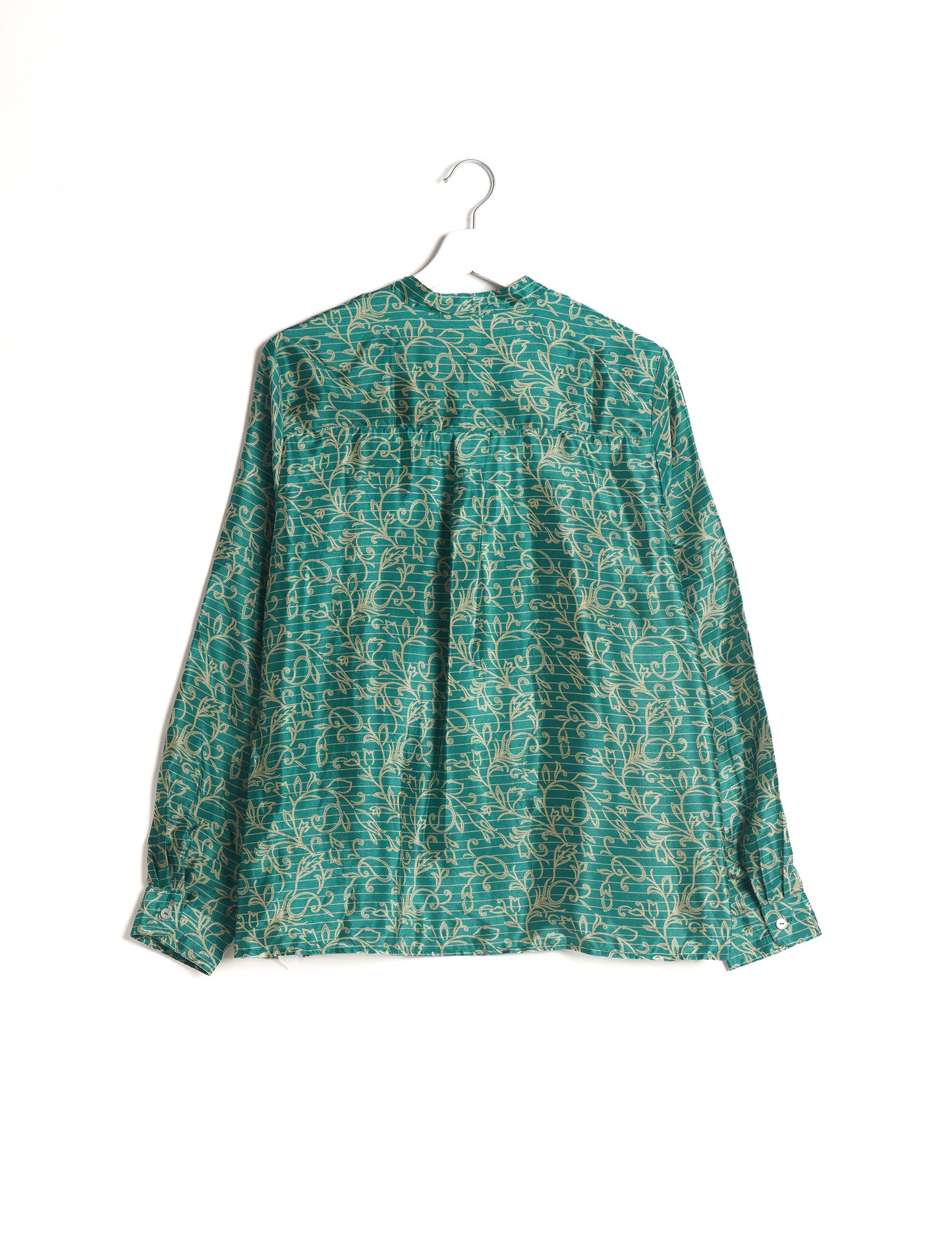 Versatile DAY BLOUSE, a sustainable wardrobe essential with a classic Johnny collar and full sleeves. Lightweight fabric for a comfortable fit, perfect for dressing up or down. Explore ethical clothing and green fashion with this eco-friendly and timeless piece, perfect for any occasion.