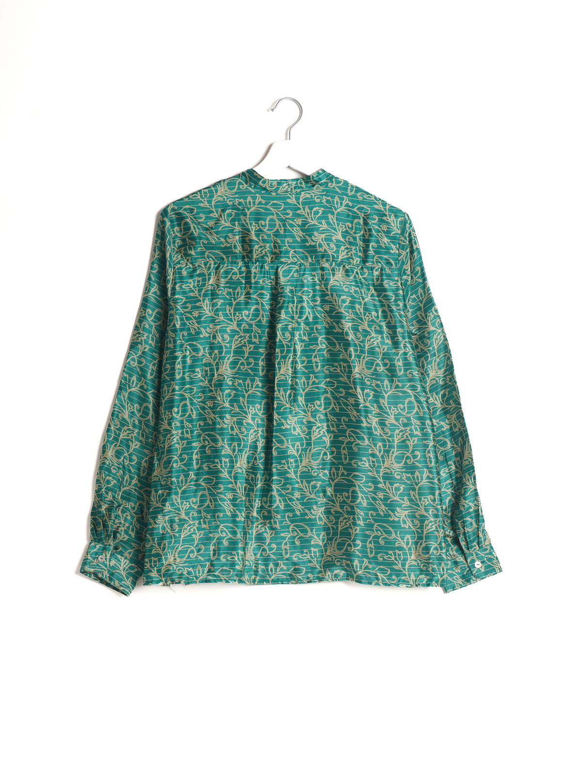 Versatile DAY BLOUSE, a sustainable wardrobe essential with a classic Johnny collar and full sleeves. Lightweight fabric for a comfortable fit, perfect for dressing up or down. Explore ethical clothing and green fashion with this eco-friendly and timeless piece, perfect for any occasion.