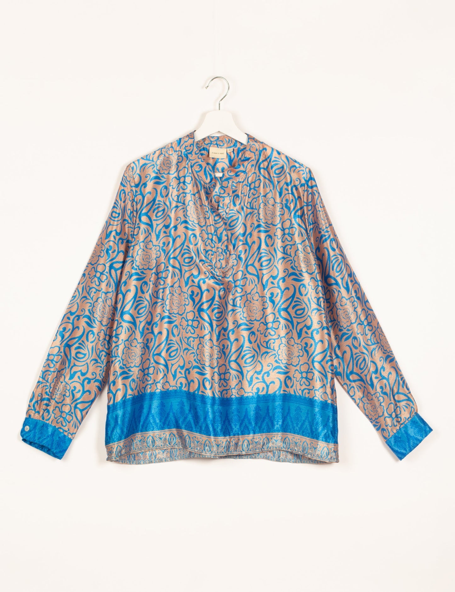 Versatile DAY BLOUSE, a sustainable wardrobe essential with a classic Johnny collar and full sleeves. Lightweight fabric for a comfortable fit, perfect for dressing up or down. Explore ethical clothing and green fashion with this eco-friendly and timeless piece, perfect for any occasion.