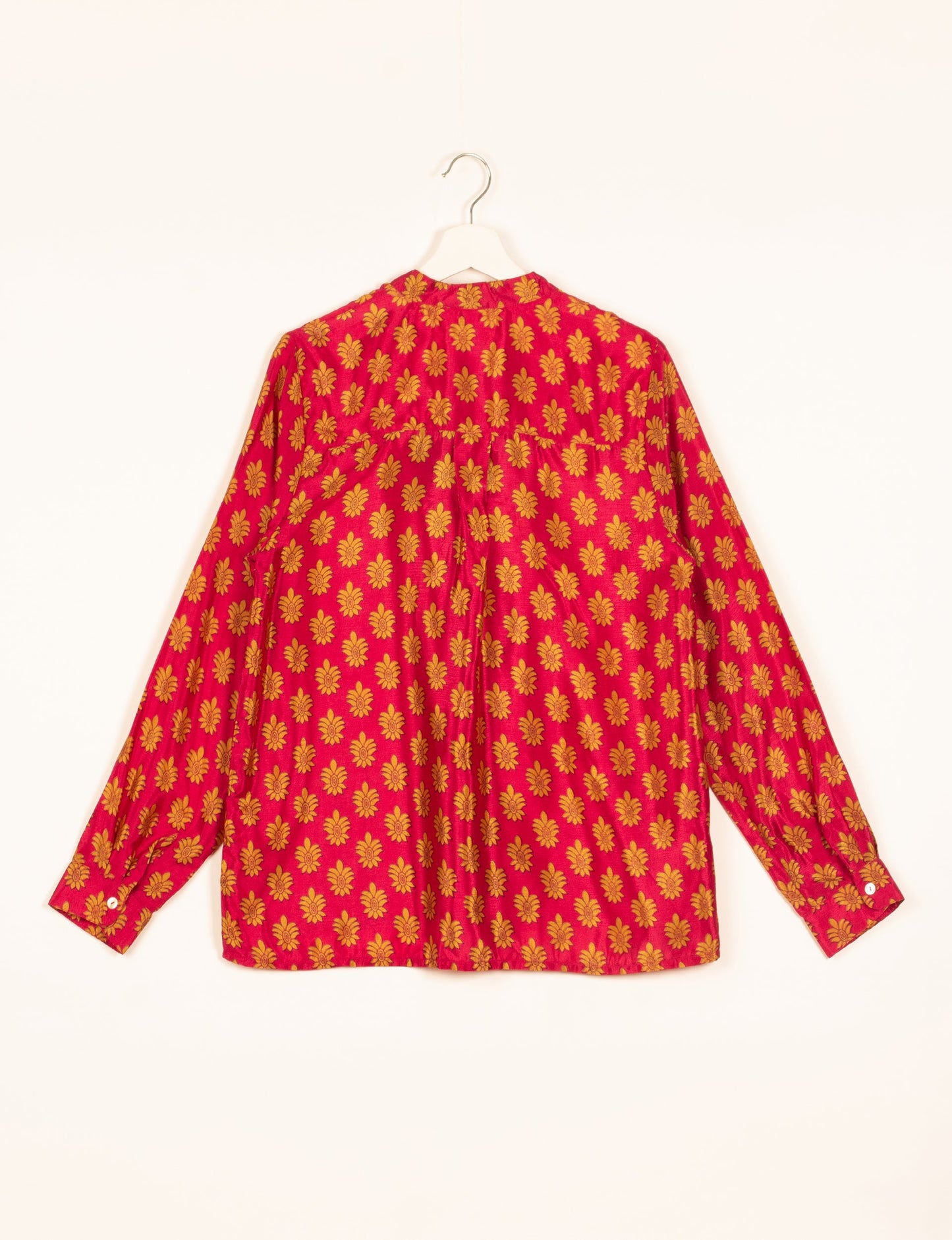 Versatile DAY BLOUSE, a sustainable wardrobe essential with a classic Johnny collar and full sleeves. Lightweight fabric for a comfortable fit, perfect for dressing up or down. Explore ethical clothing and green fashion with this eco-friendly and timeless piece, perfect for any occasion.