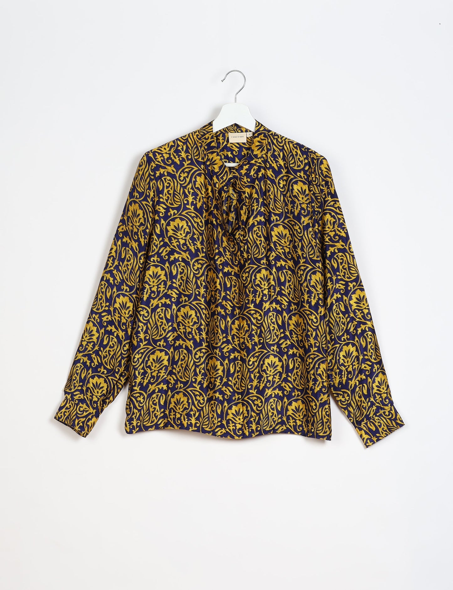 Versatile DAY BLOUSE, a sustainable wardrobe essential with a classic Johnny collar and full sleeves. Lightweight fabric for a comfortable fit, perfect for dressing up or down. Explore ethical clothing and green fashion with this eco-friendly and timeless piece, perfect for any occasion.