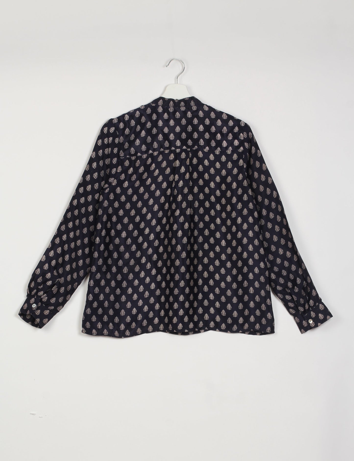 Versatile DAY BLOUSE, a sustainable wardrobe essential with a classic Johnny collar and full sleeves. Lightweight fabric for a comfortable fit, perfect for dressing up or down. Explore ethical clothing and green fashion with this eco-friendly and timeless piece, perfect for any occasion.