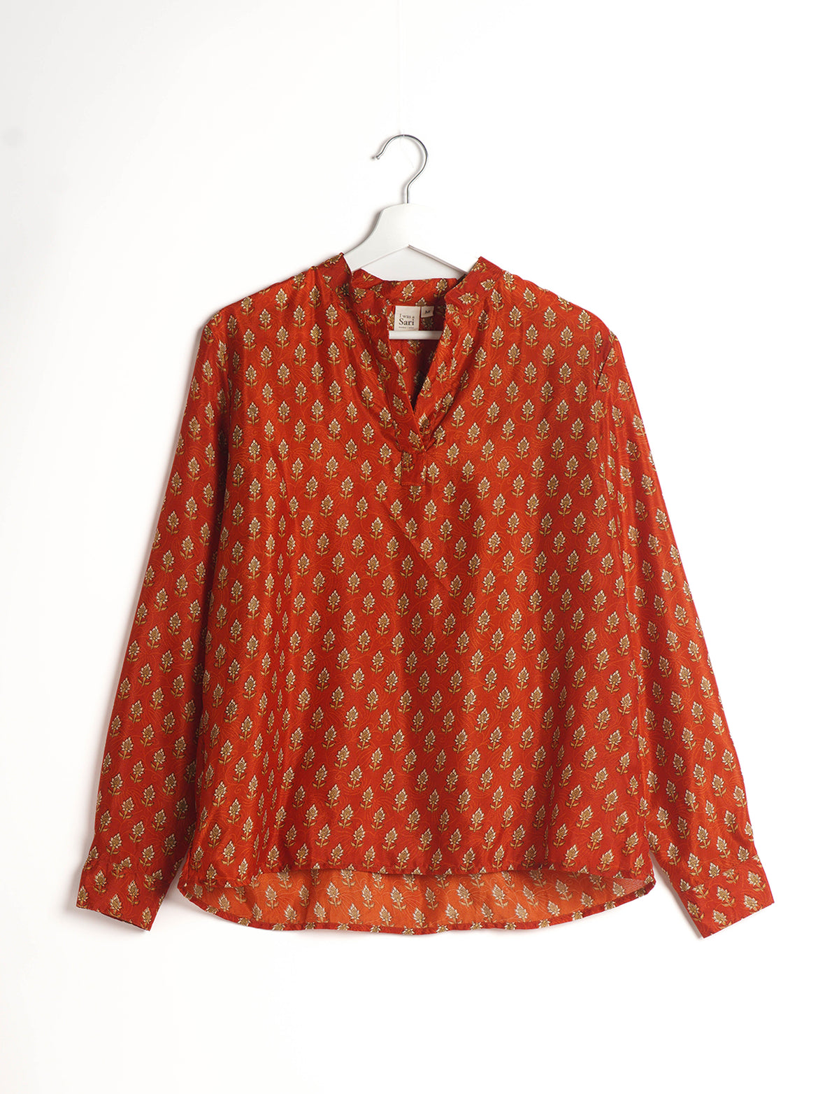 Versatile DAY BLOUSE, a sustainable wardrobe essential with a classic Johnny collar and full sleeves. Lightweight fabric for a comfortable fit, perfect for dressing up or down. Explore ethical clothing and green fashion with this eco-friendly and timeless piece, perfect for any occasion.