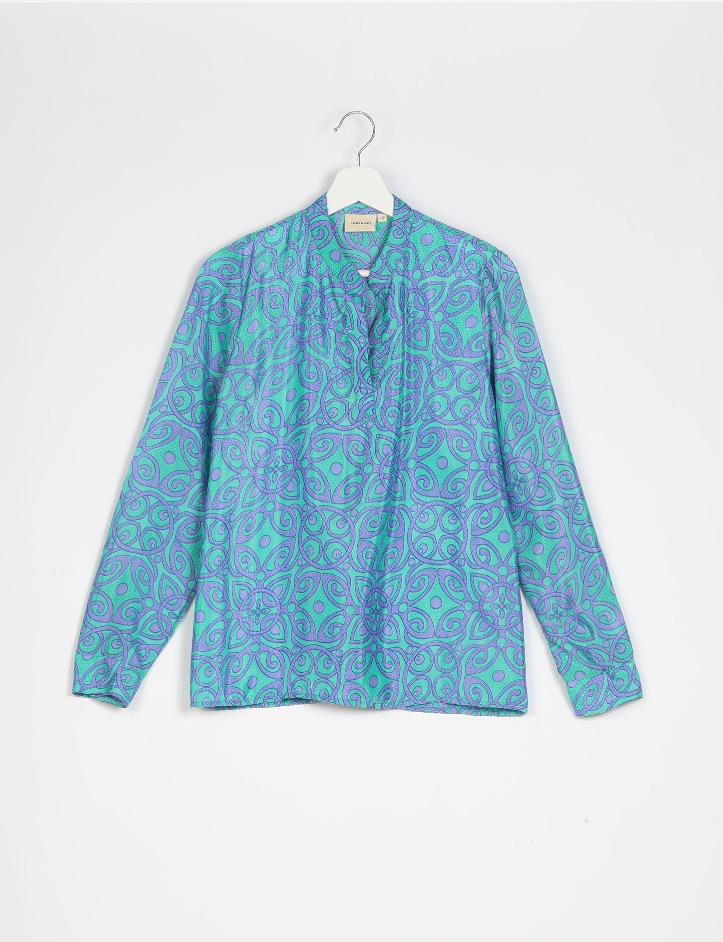 Versatile DAY BLOUSE, a sustainable wardrobe essential with a classic Johnny collar and full sleeves. Lightweight fabric for a comfortable fit, perfect for dressing up or down. Explore ethical clothing and green fashion with this eco-friendly and timeless piece, perfect for any occasion.