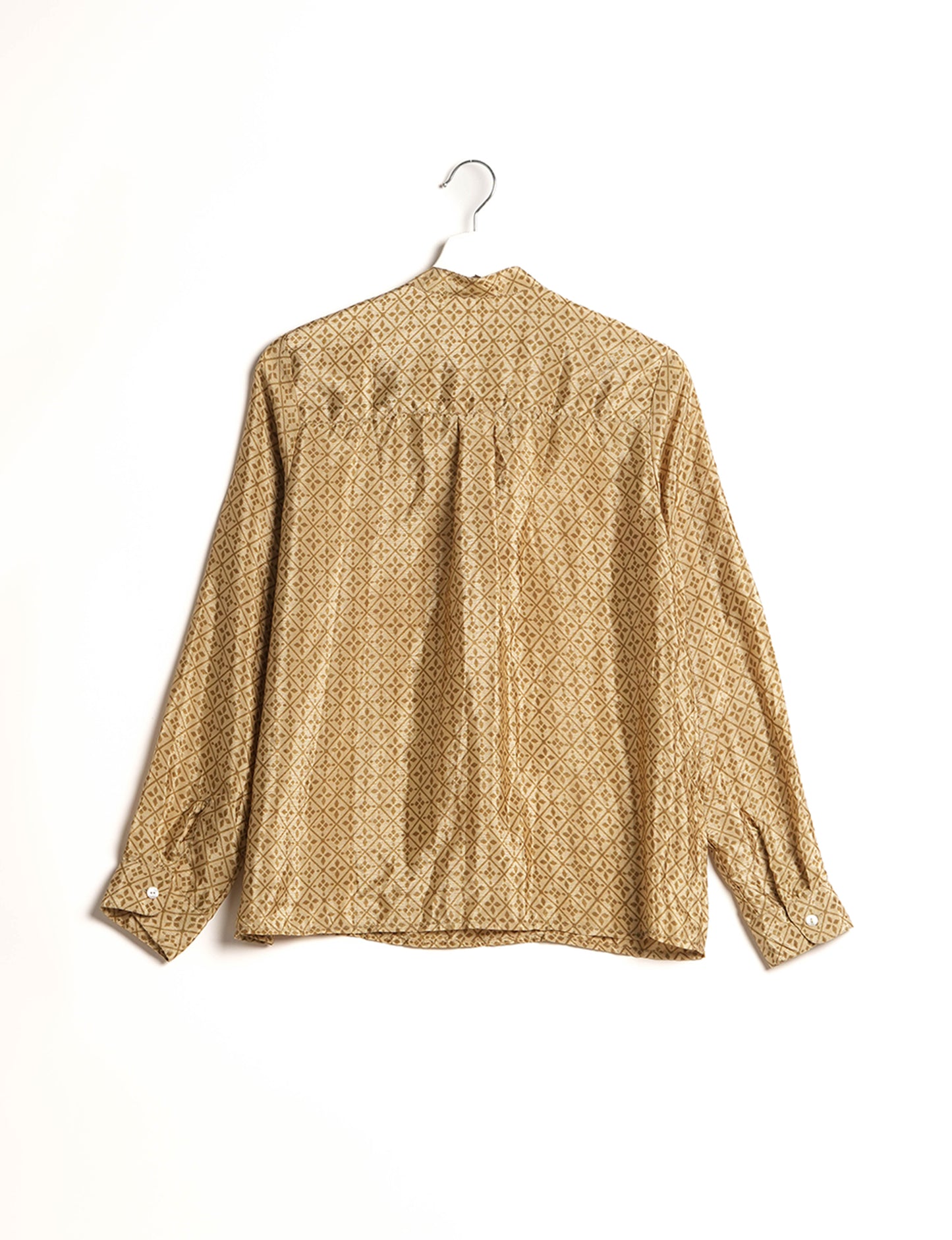 Versatile DAY BLOUSE, a sustainable wardrobe essential with a classic Johnny collar and full sleeves. Lightweight fabric for a comfortable fit, perfect for dressing up or down. Explore ethical clothing and green fashion with this eco-friendly and timeless piece, perfect for any occasion.