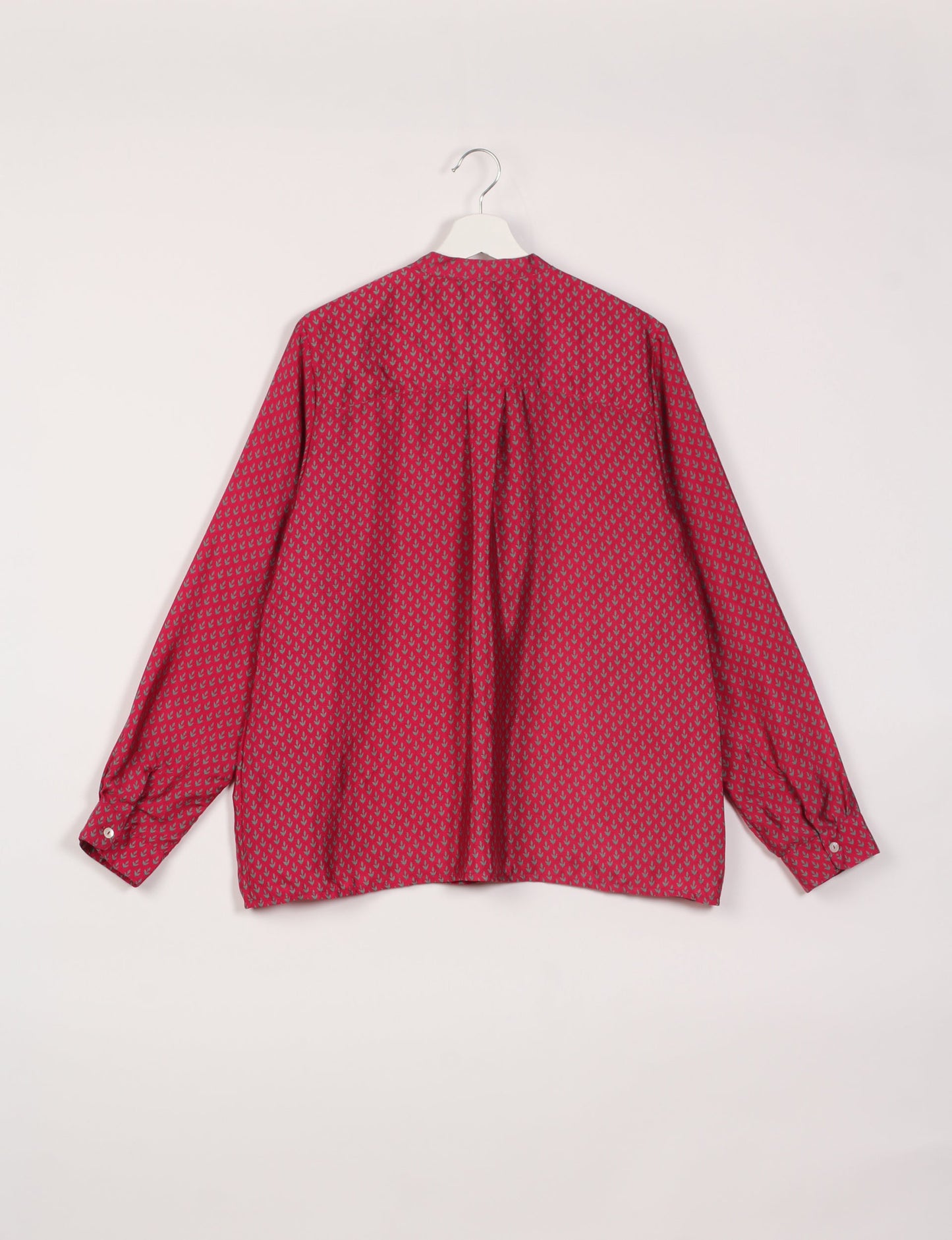 Versatile DAY BLOUSE, a sustainable wardrobe essential with a classic Johnny collar and full sleeves. Lightweight fabric for a comfortable fit, perfect for dressing up or down. Explore ethical clothing and green fashion with this eco-friendly and timeless piece, perfect for any occasion.