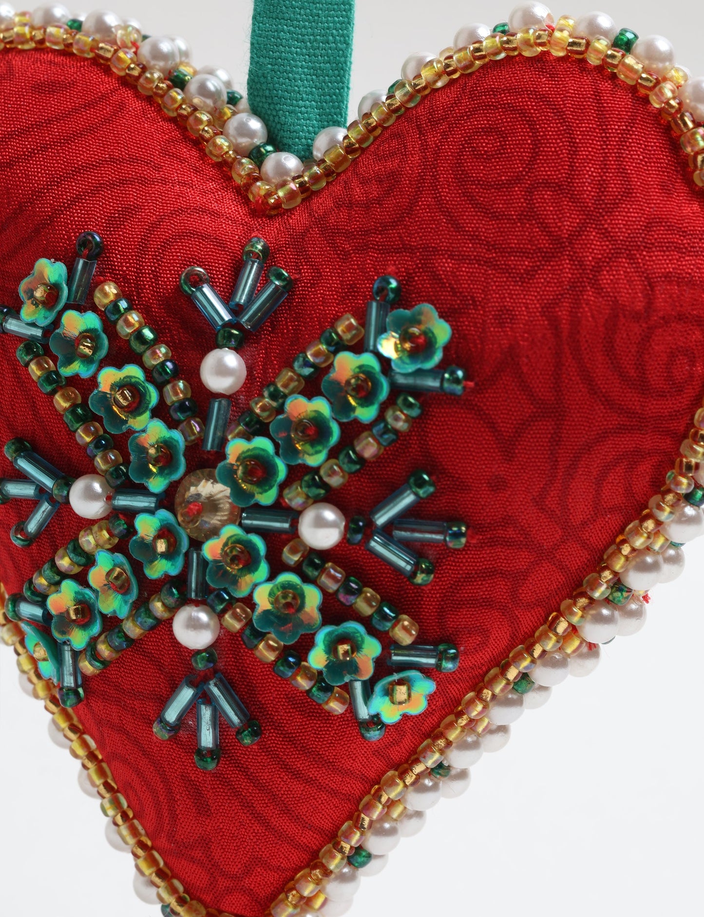 Cheer Heart Ornament With Cheer Box - Red Abstract