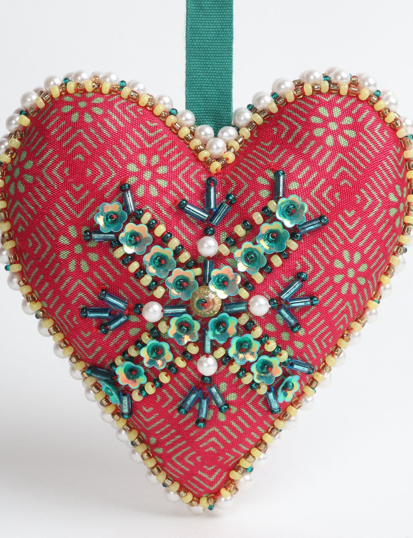 Cheer Heart Ornament With Cheer Box - Red Abstract