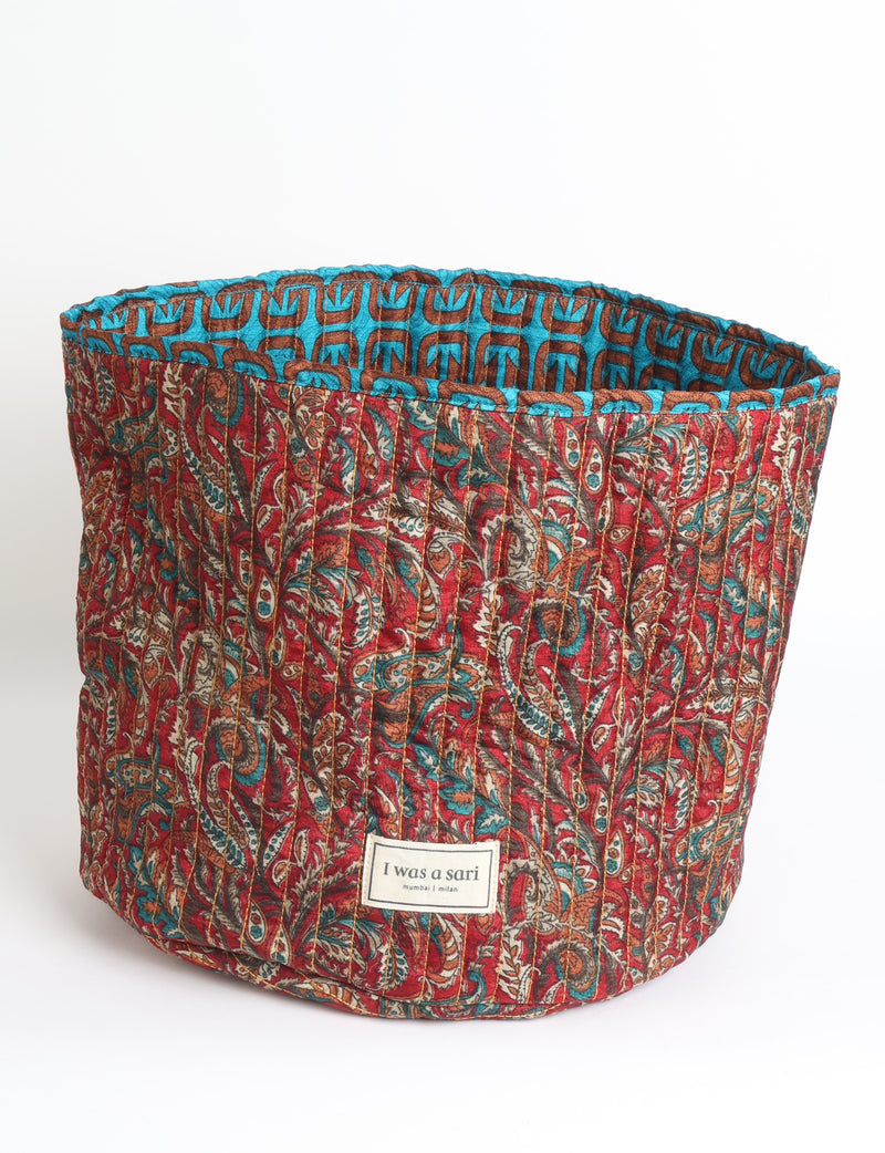 Cesta de almacenaje acolchada - Paisley rojo