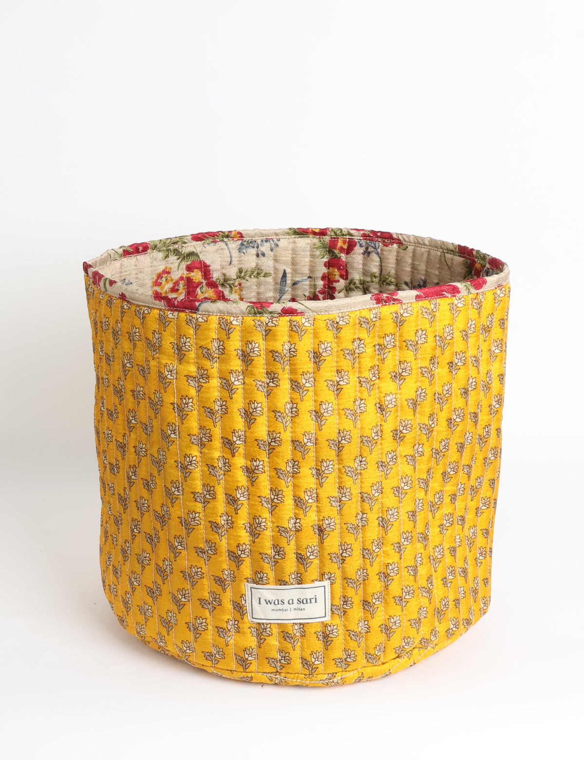 Quilted storage basket - Yellow Floral