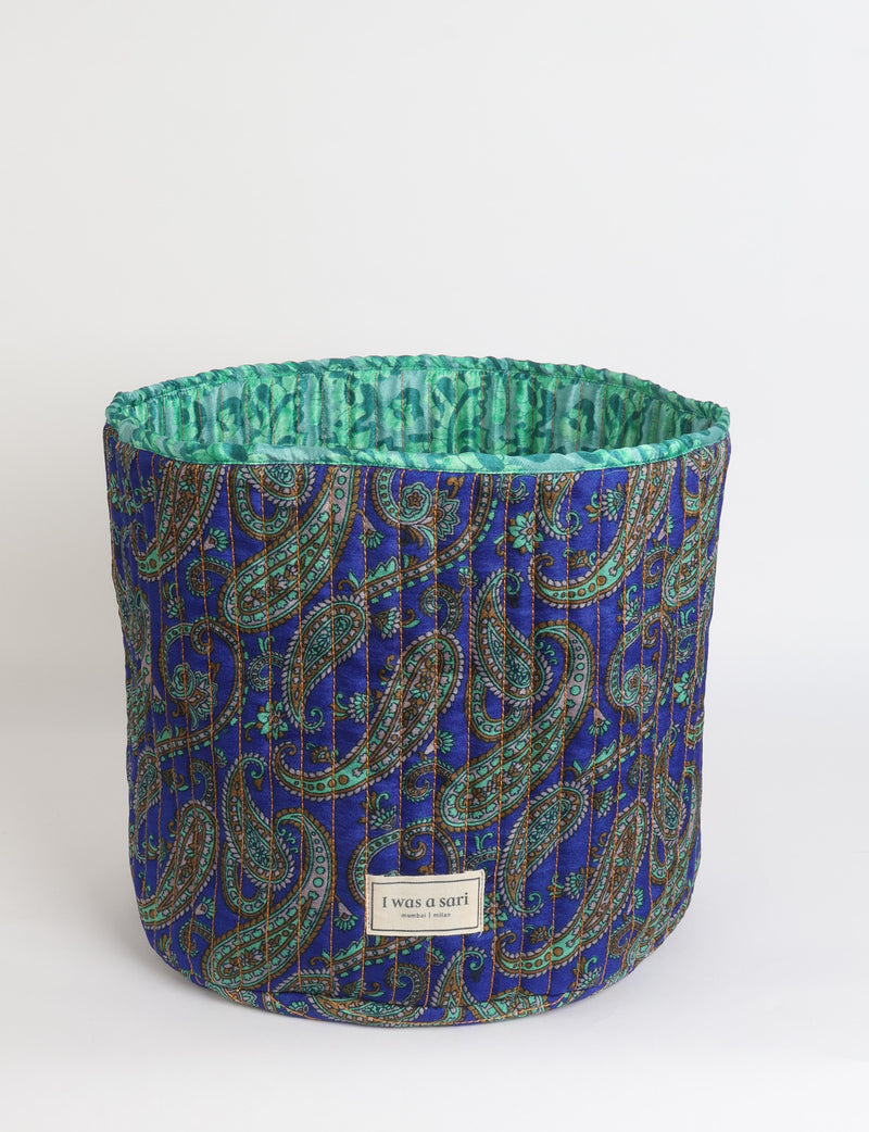Gesteppter Aufbewahrungskorb - Blau Paisley