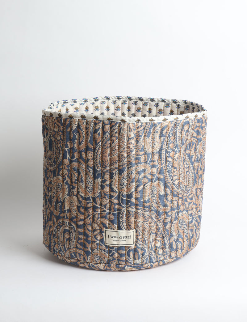 Cesta de almacenaje acolchada - Paisley gris