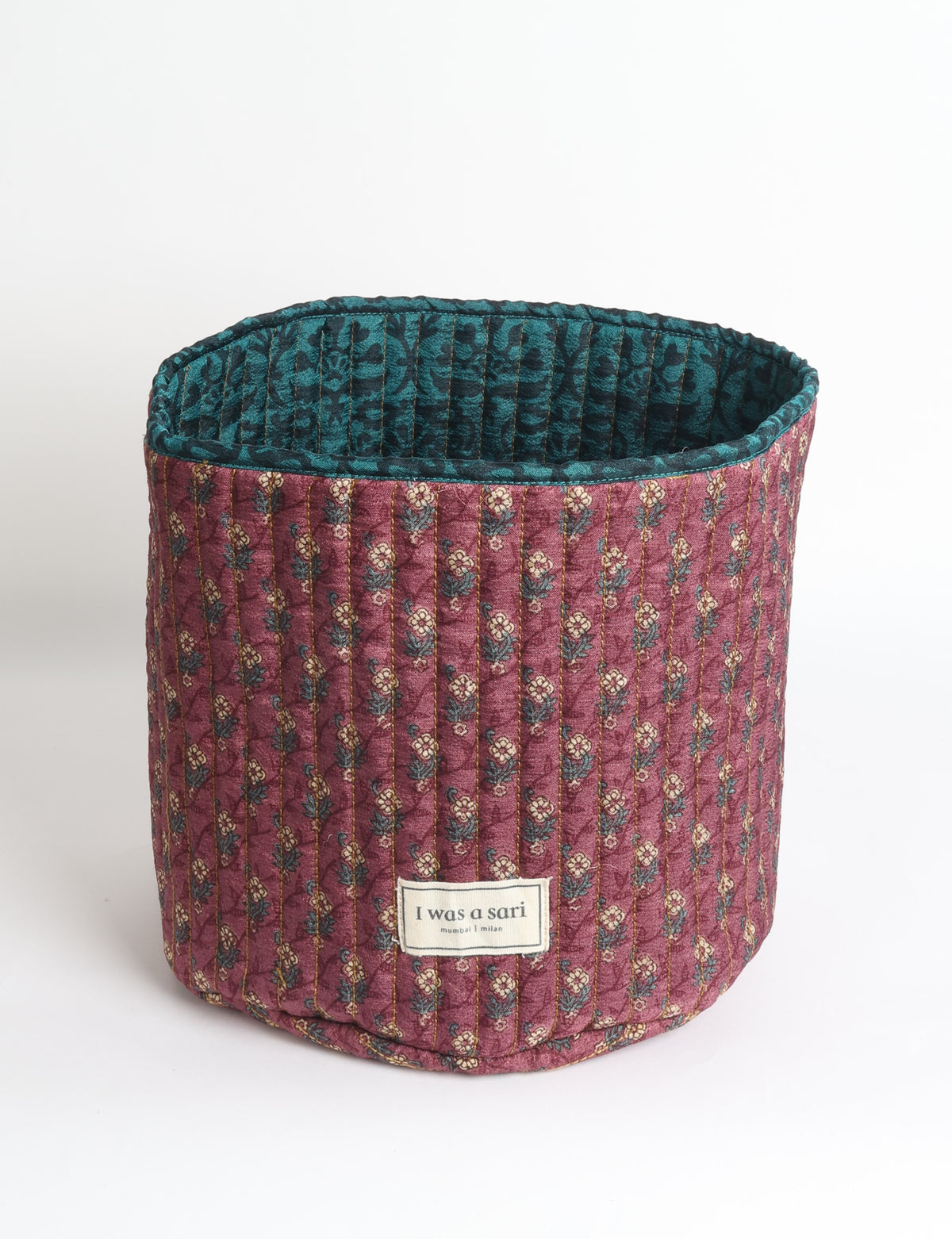 Quilted storage basket - Yellow Floral - Purple Floral