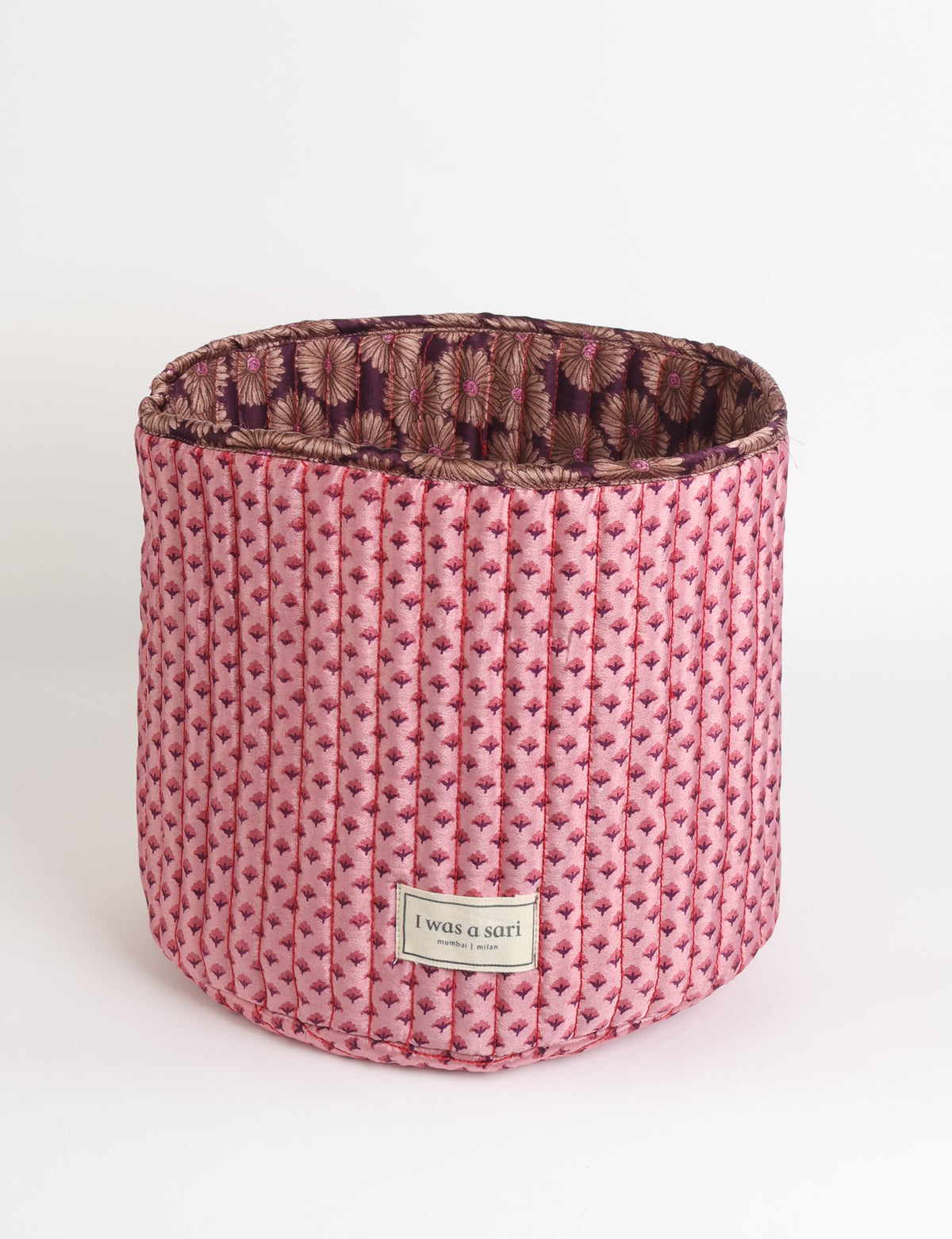 Quilted storage basket - Yellow Floral - Pink Floral