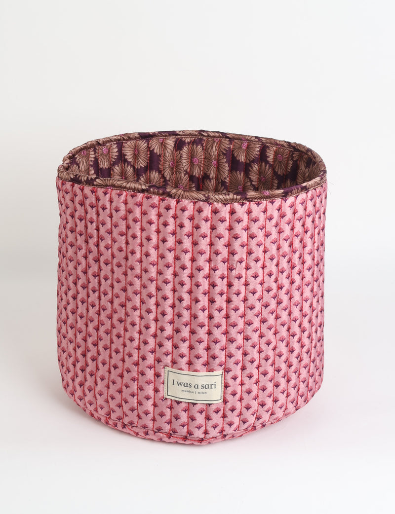 Quilted storage basket - Yellow Floral - Pink Floral