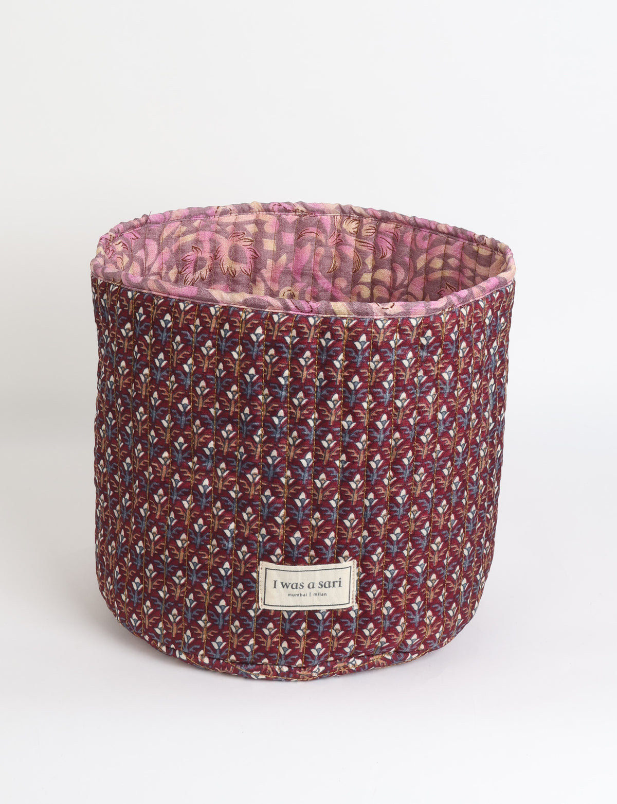 Quilted storage basket - Yellow Floral - Red Tropical