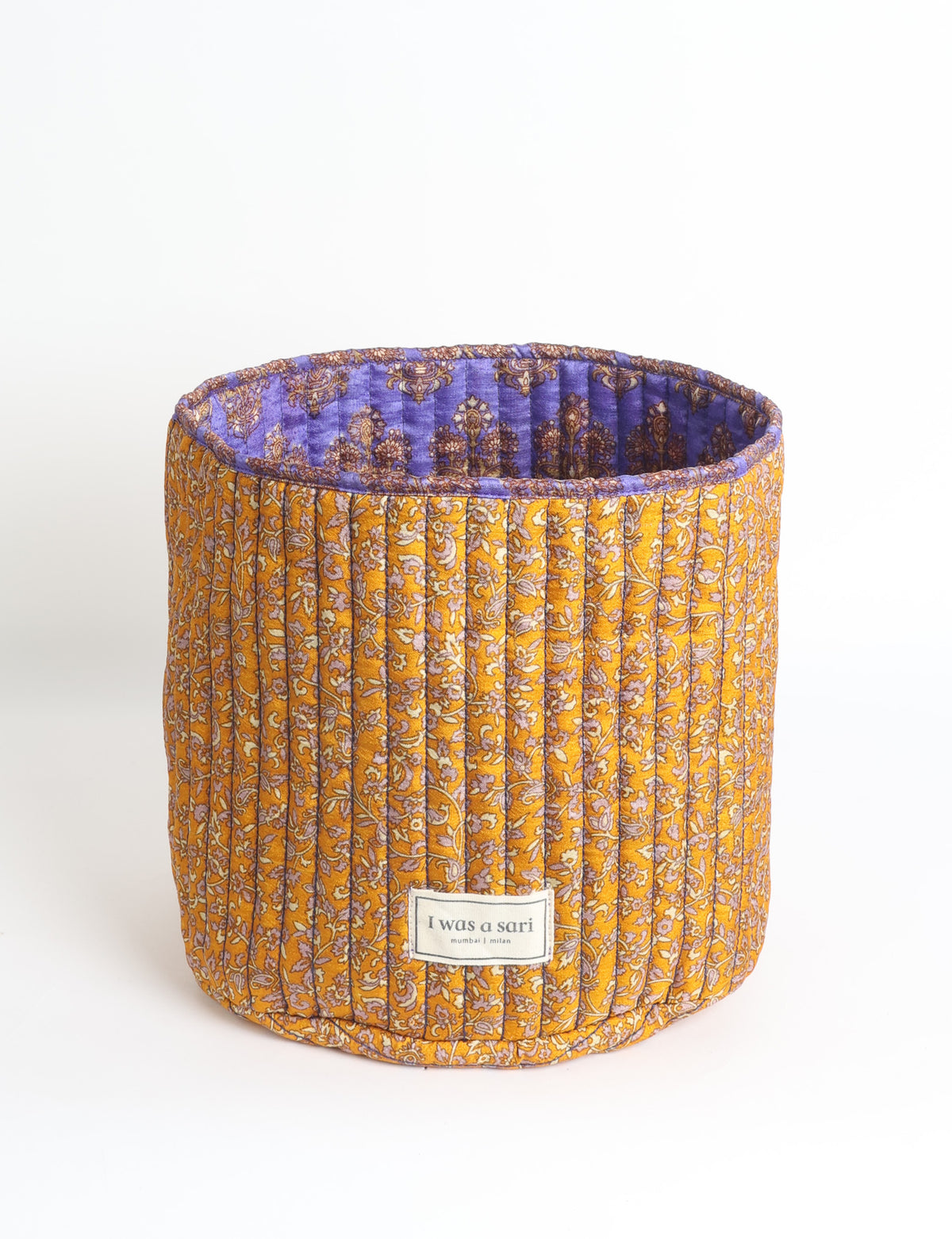 Quilted storage basket - Yellow Floral - Yellow Paisley