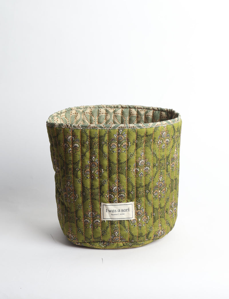 Panier de rangement matelassé - Jaune tropical - Vert tropical