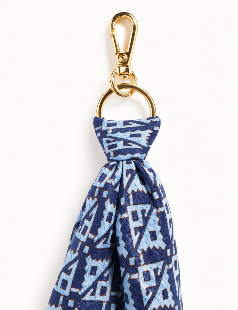 Upcycled sari fabric Foulard Keyring with soft fabric detail and metal clasp by I Was a Sari.