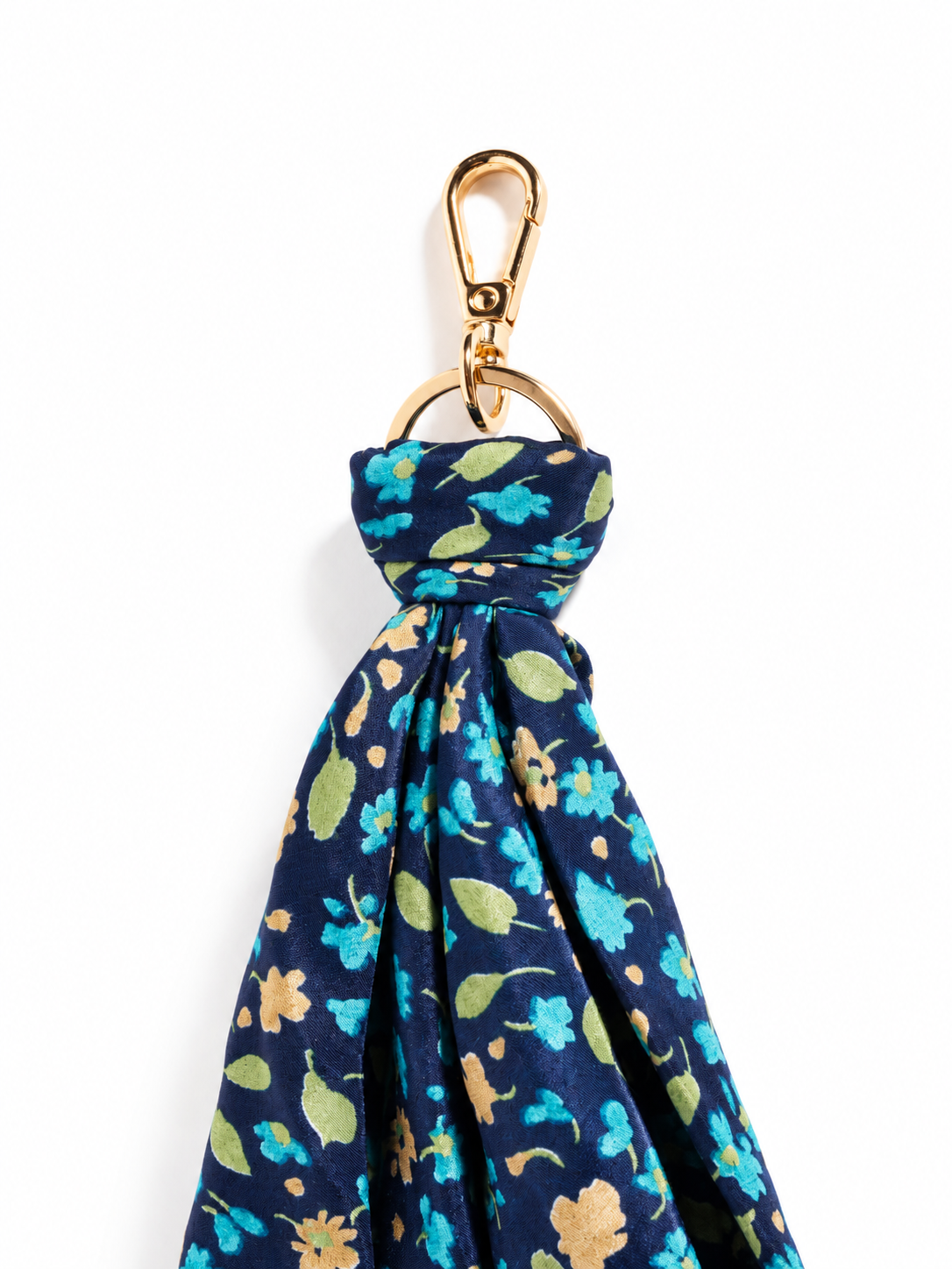 Upcycled sari fabric Foulard Keyring with soft fabric detail and metal clasp by I Was a Sari.