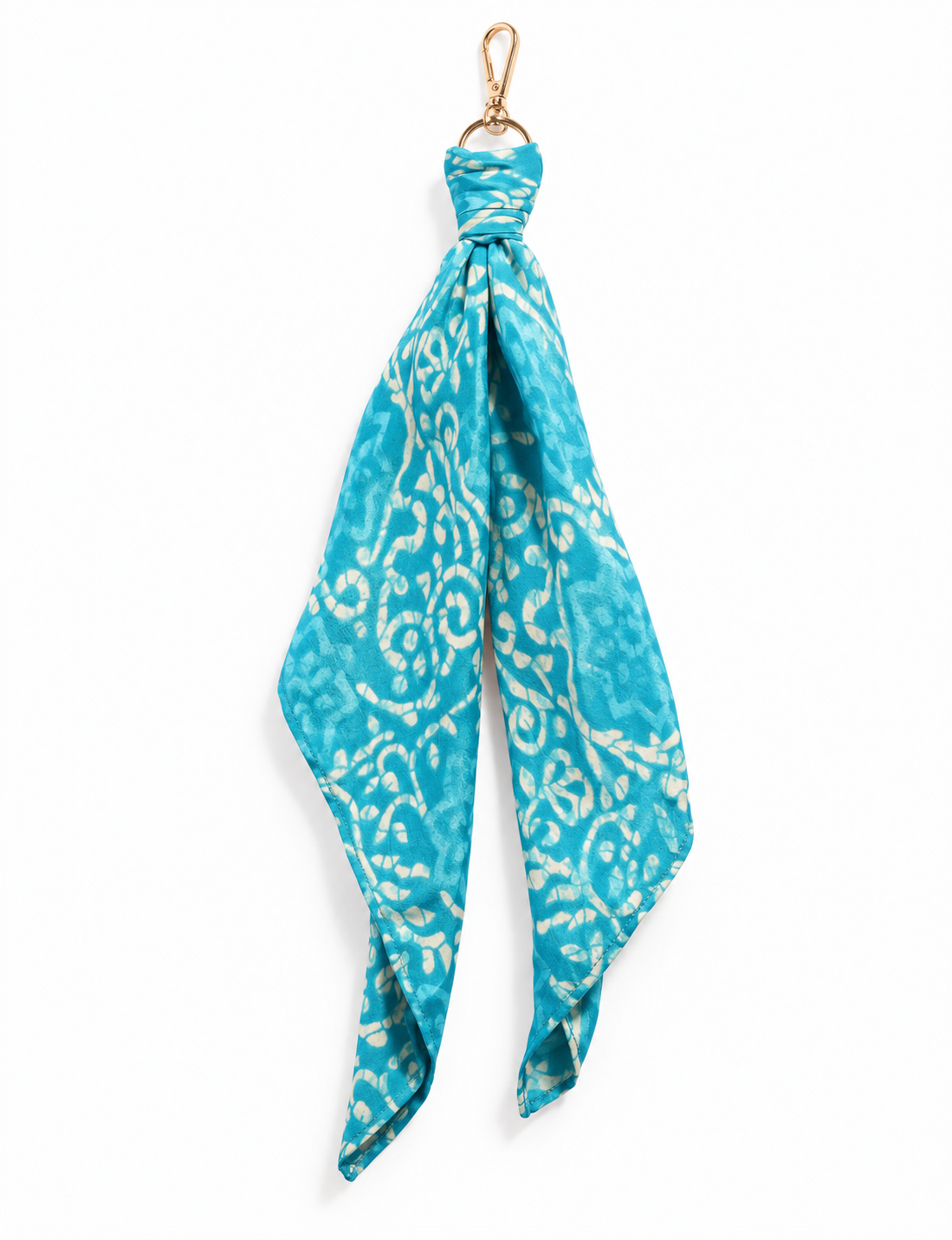 Upcycled sari fabric Foulard Keyring with soft fabric detail and metal clasp by I Was a Sari.