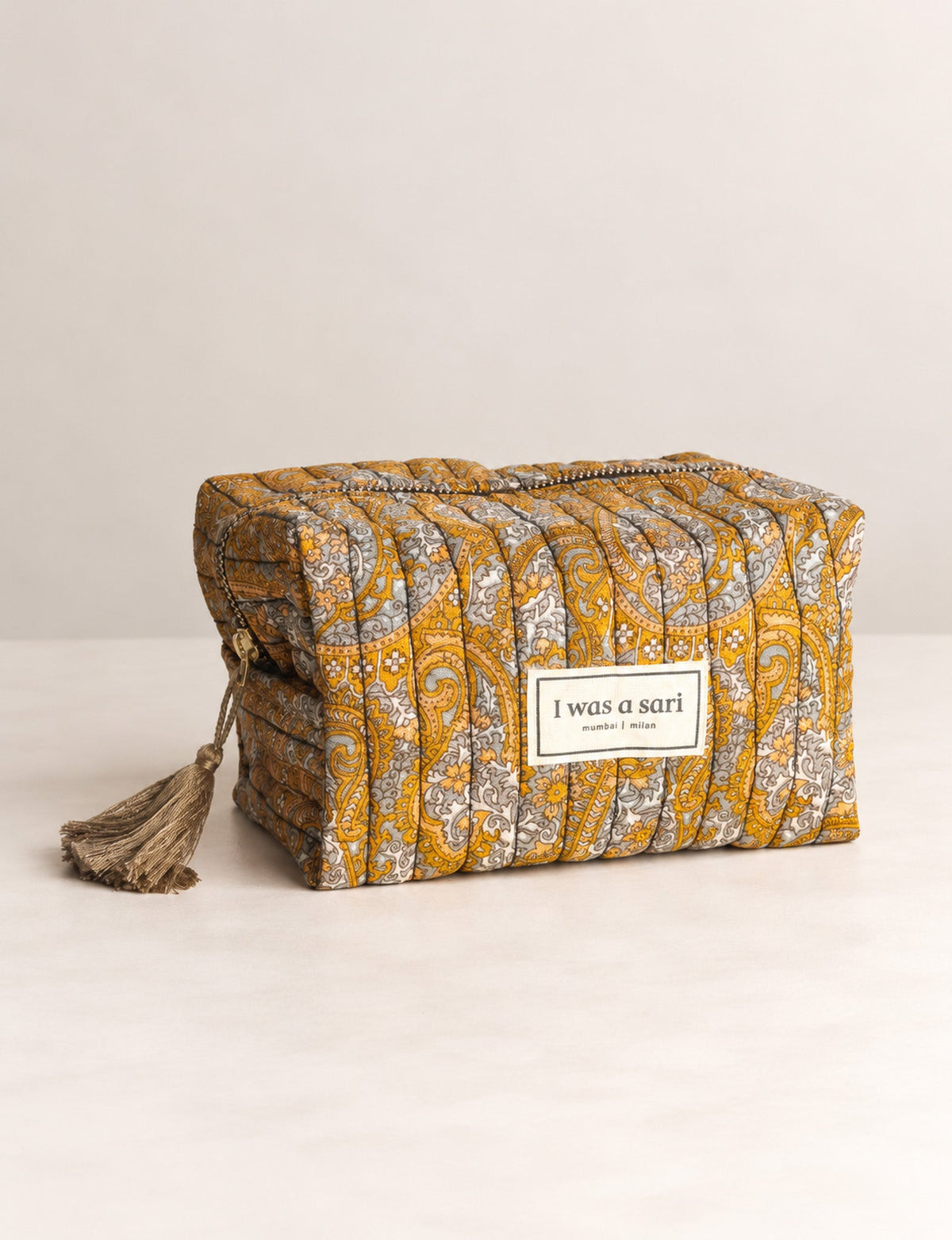 Quilted utility pouch - Yellow Paisley - Yellow Paisley