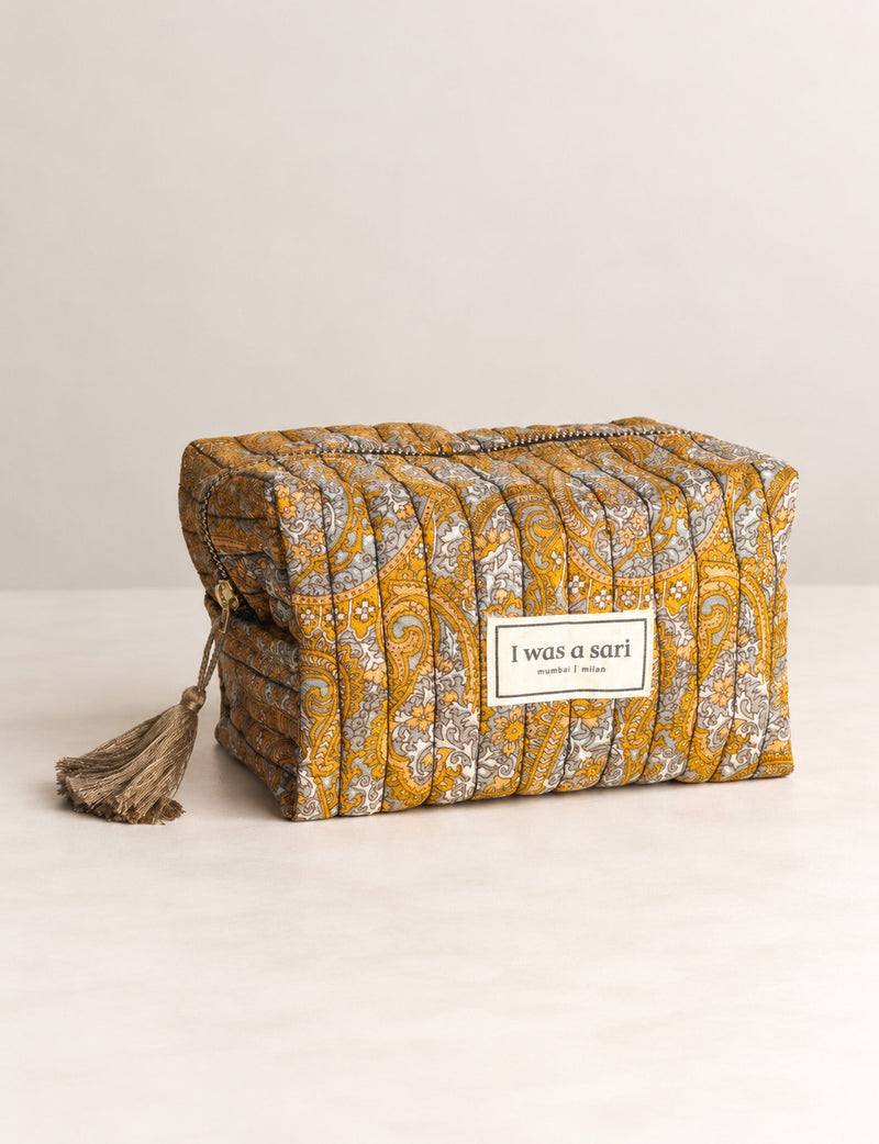 Quilted utility pouch - Yellow Paisley
