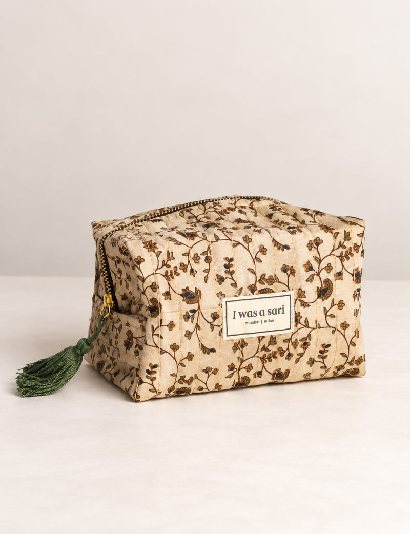Quilted utility pouch - Beige Tropical