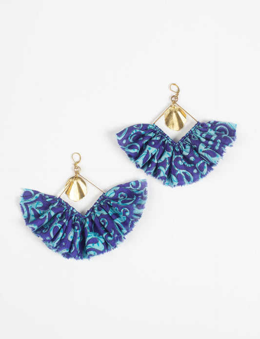 Bold and distinctive MAXI SQUARE EARRINGS – dramatic accessories with fabric frill, metallic charm, and a raw edge. Hypoallergy tested, skin-friendly metal hooks make these earrings unique and glamorous. Elevate your style with these eye-catching, nickel, and lead-free accessories.