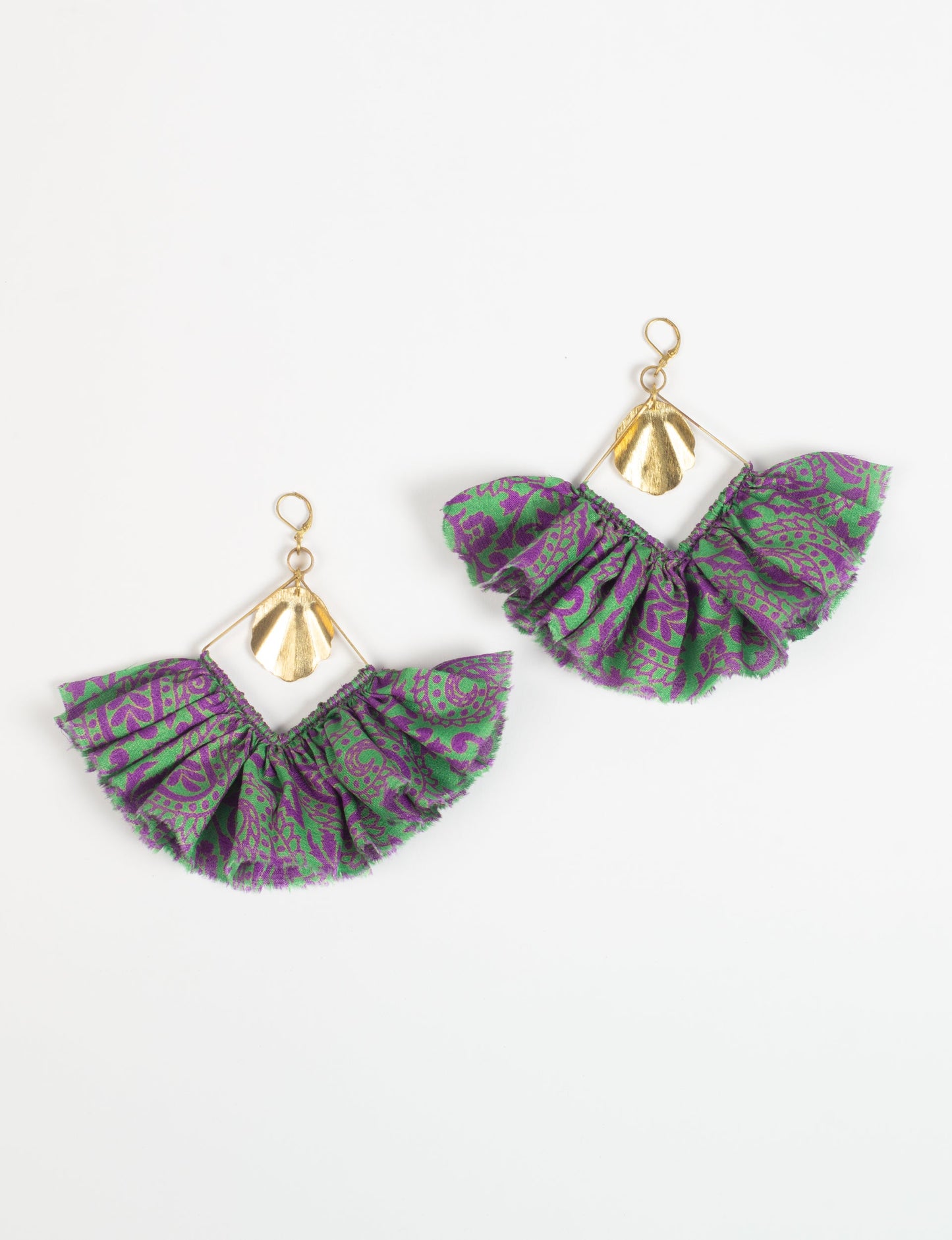 Bold and distinctive MAXI SQUARE EARRINGS – dramatic accessories with fabric frill, metallic charm, and a raw edge. Hypoallergy tested, skin-friendly metal hooks make these earrings unique and glamorous. Elevate your style with these eye-catching, nickel, and lead-free accessories.