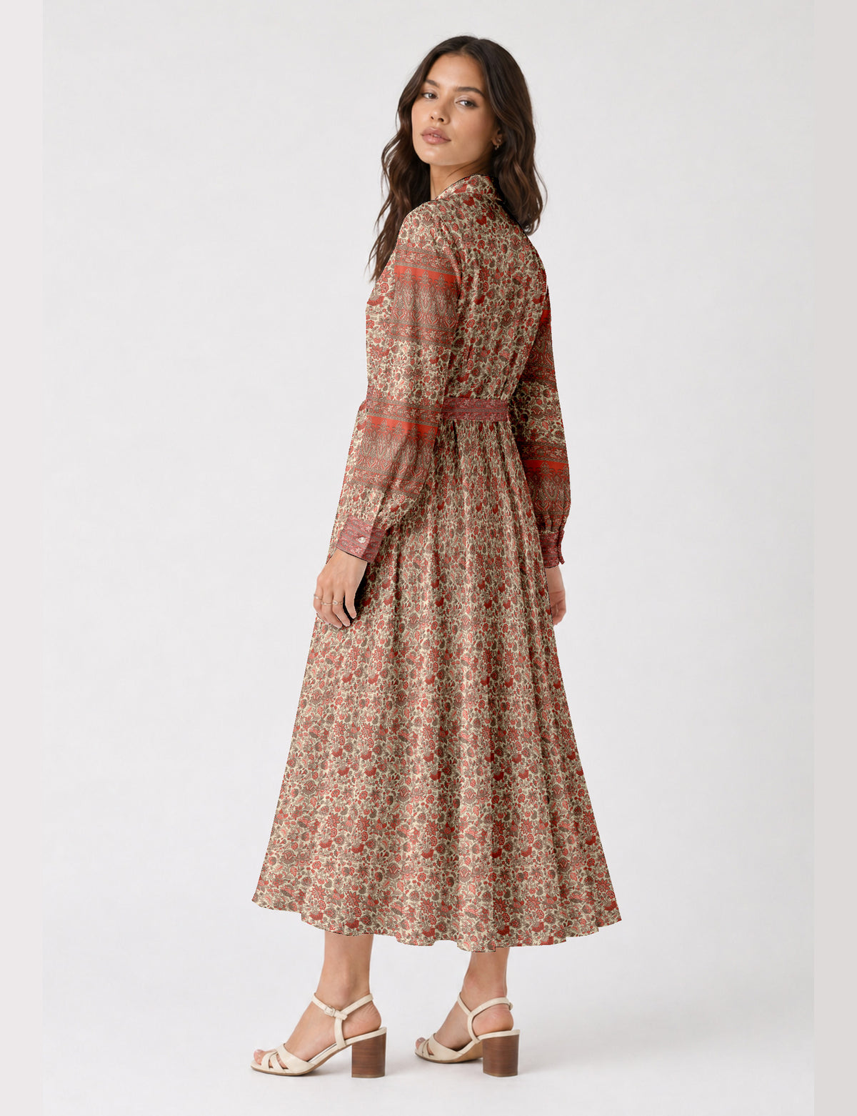 Long shirt dress - Orange Floral