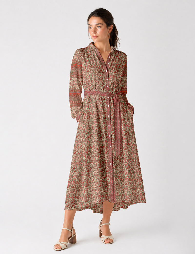 Long shirt dress - Orange Floral