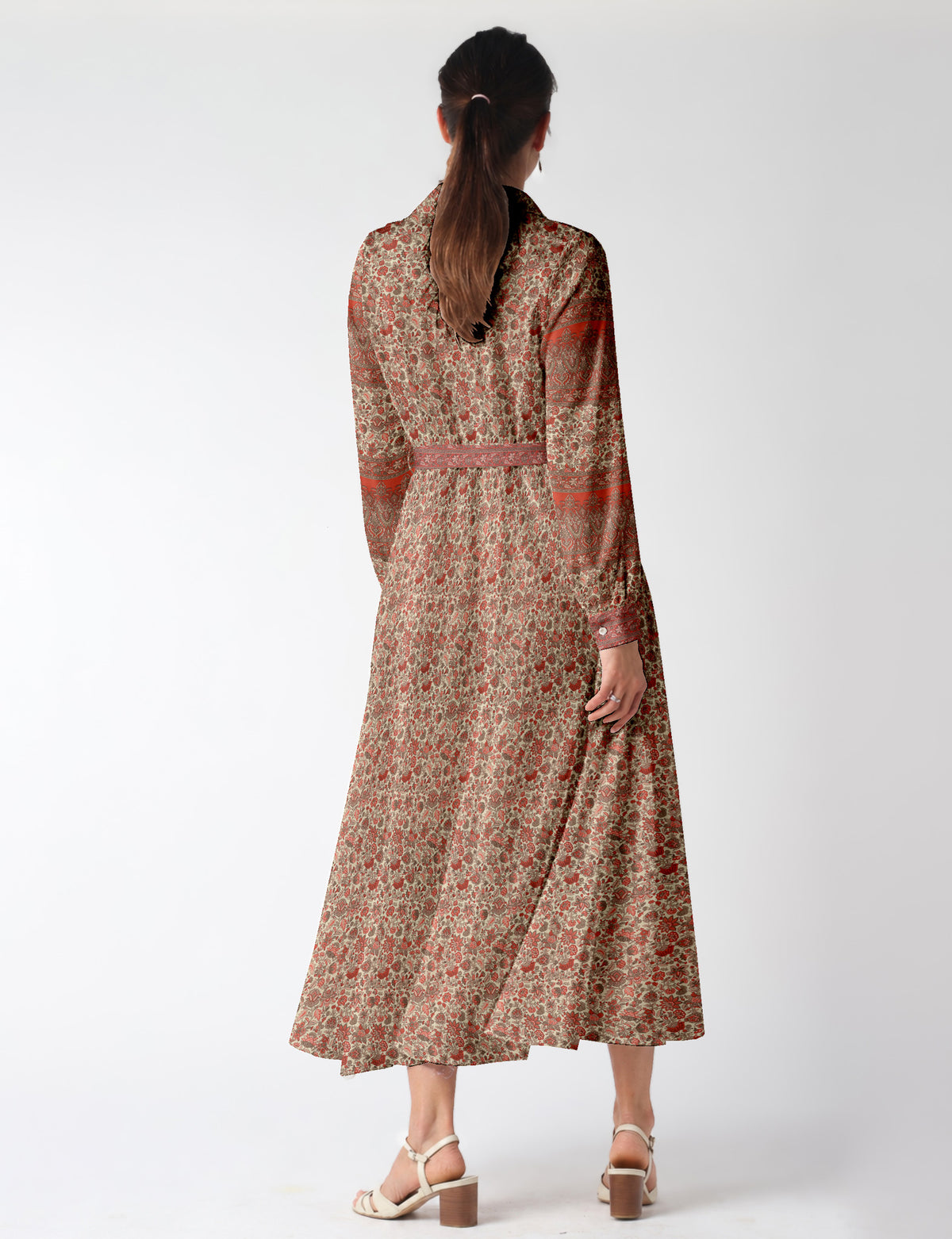 Long shirt dress - Orange Floral