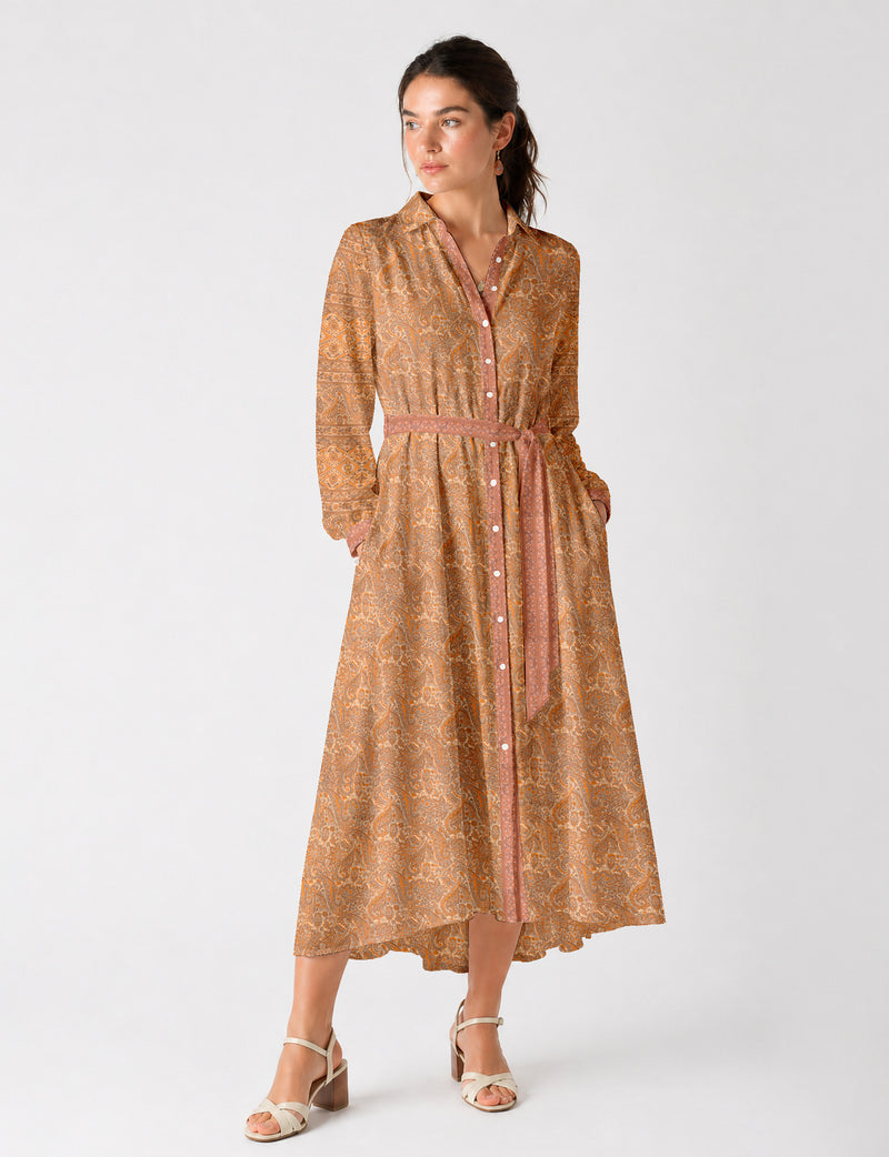 Long shirt dress - Orange Paisley