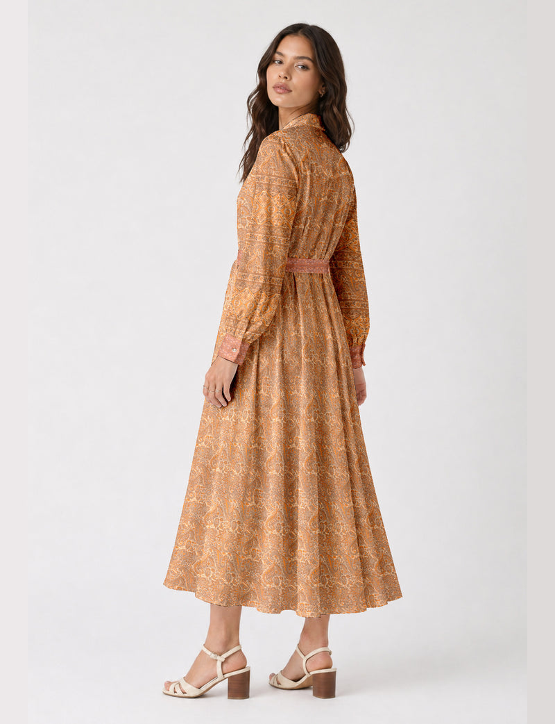 Long shirt dress - Orange Paisley