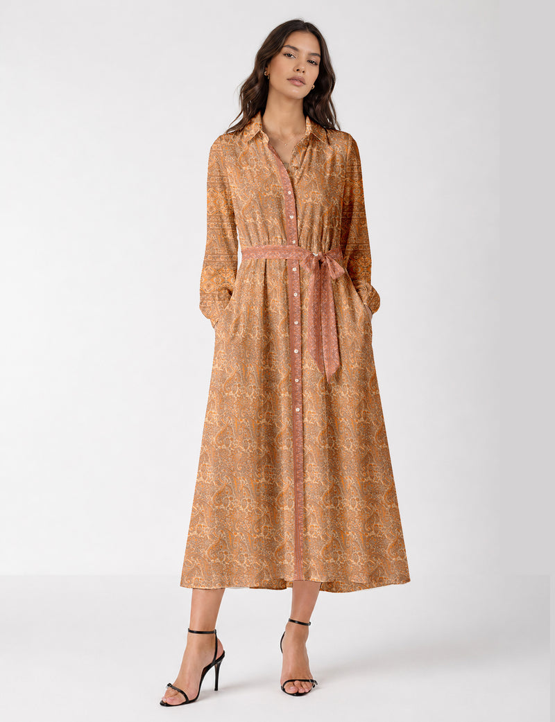 Long shirt dress - Orange Paisley