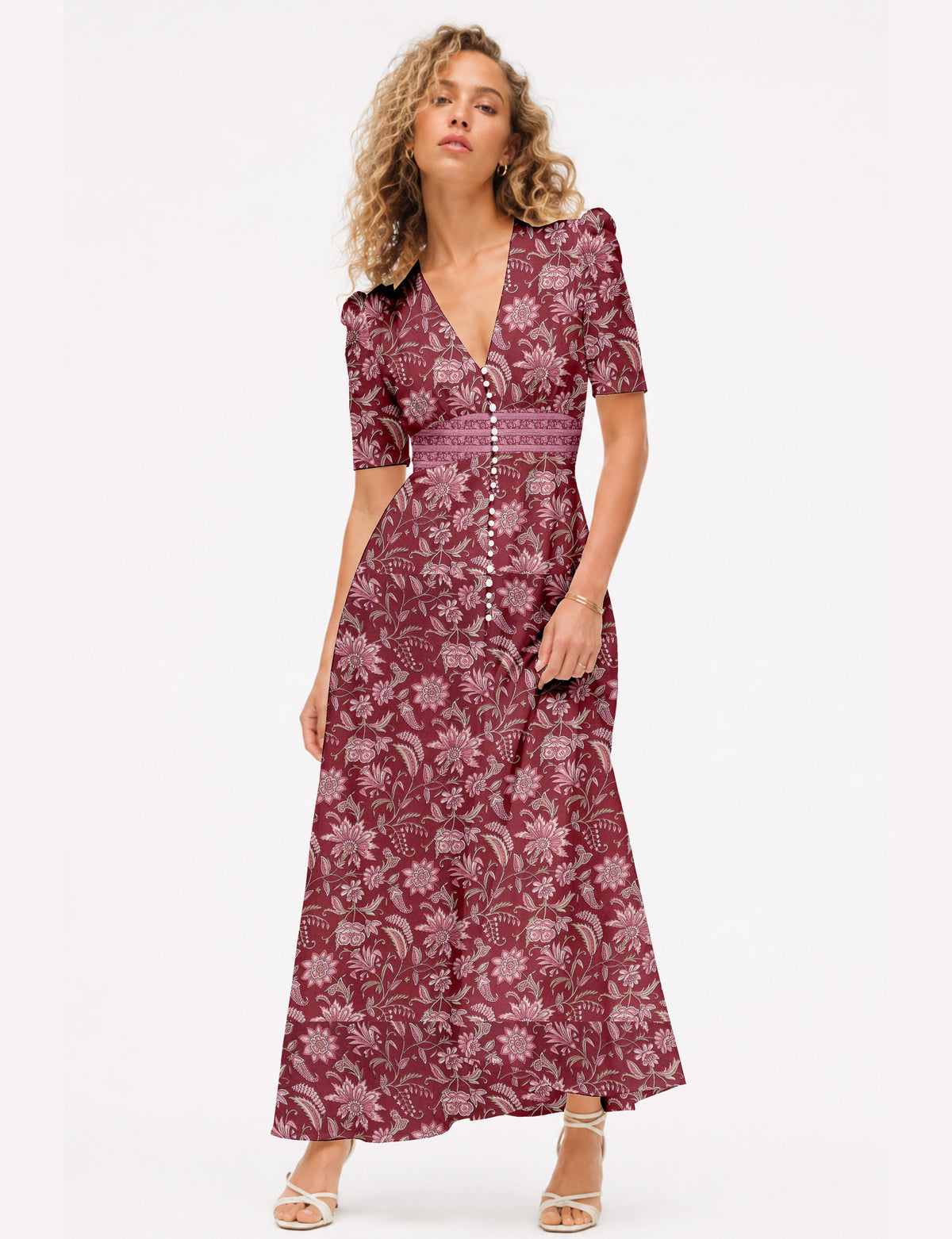 Maxi romantic dress - Pink Floral
