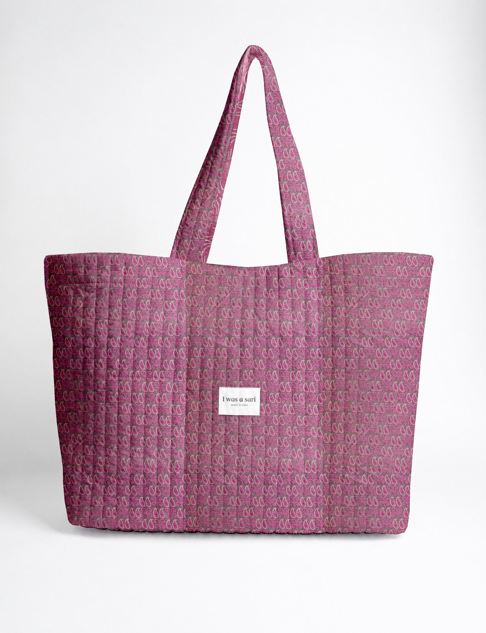 Quilted Beach Bag - Pink Paisley – I was a Sari