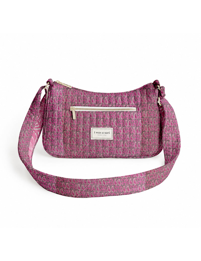 Quilted sling bag - Pink Paisley