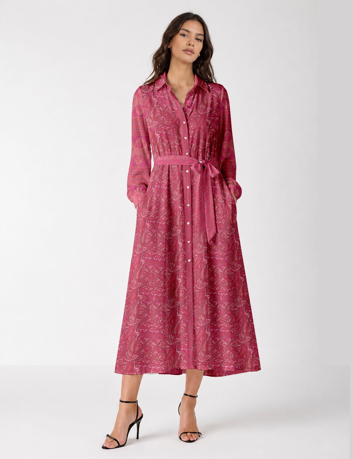 Long shirt dress - Pink Paisley