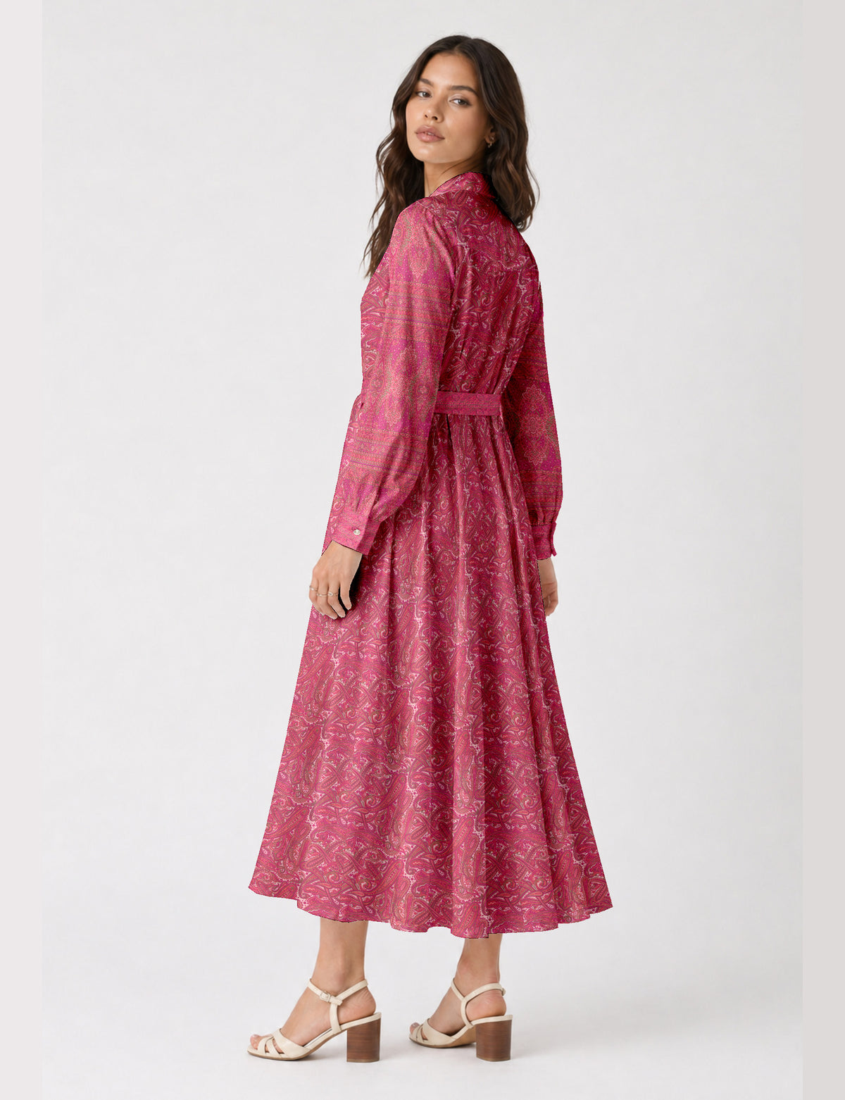Long shirt dress - Pink Paisley