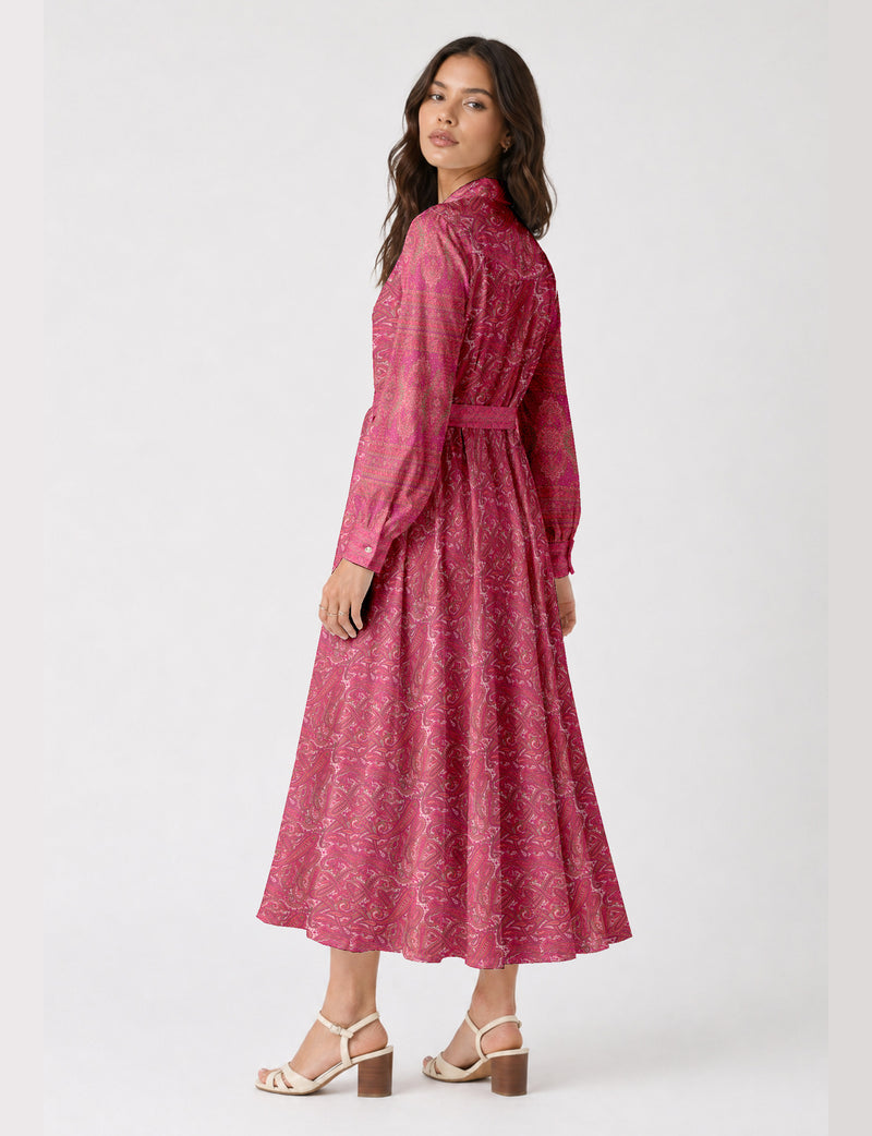 Long shirt dress - Pink Paisley